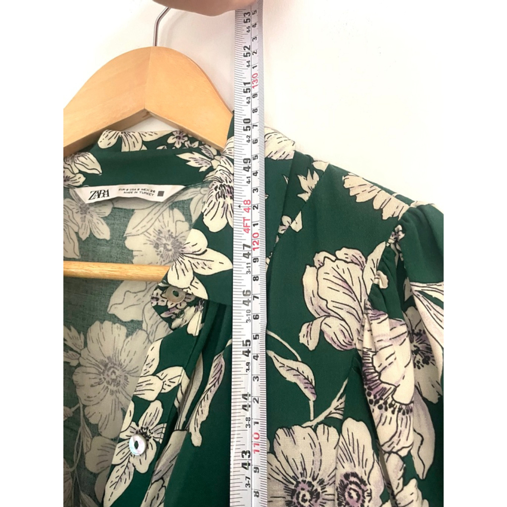 ZARA Green White Floral Midi Dress bloggers favourite S - Picture 5 of 8